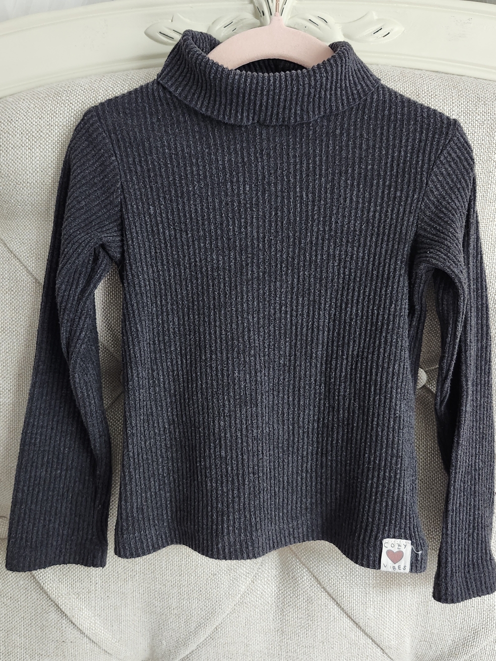 Zara Charcoal Ribbed Turtle Neck Sweater